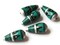 5 28mm Vintage Painted Peruvian Clay Beads - Teal, Silver, and Black Patterned Teardrop Beads